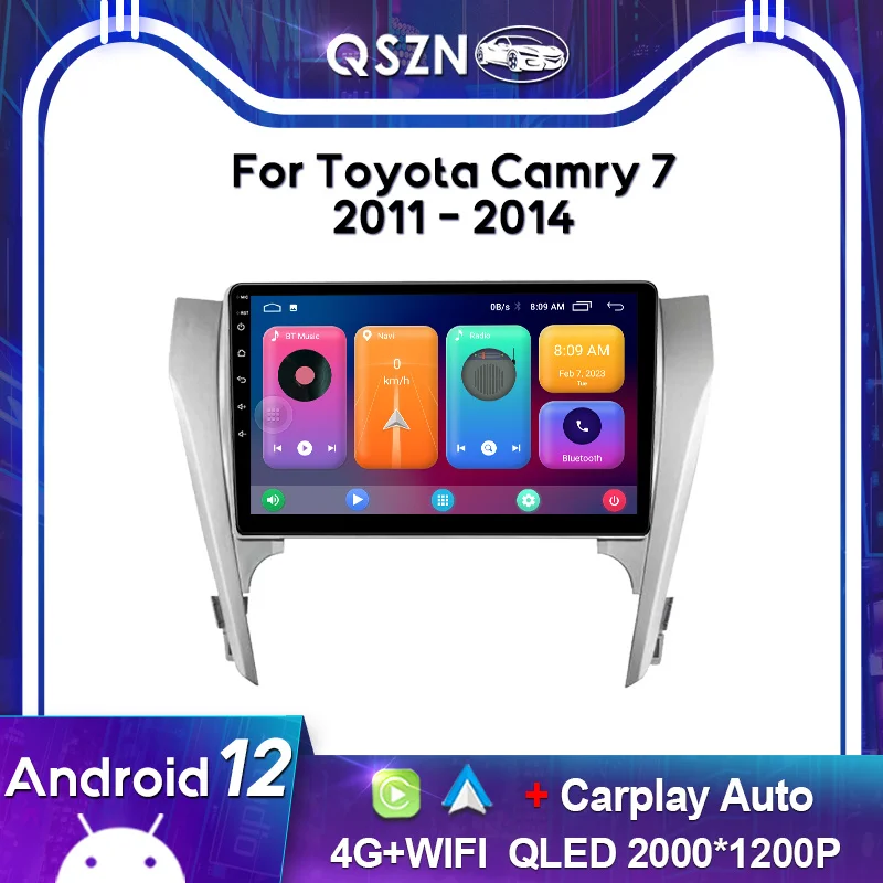 

QSZN 2K QLED For Toyota Camry 7 2011-2014 Car Radio Carplay GPS 4G Navigation Multimedia Video Player Head Unit Autoradio Stereo