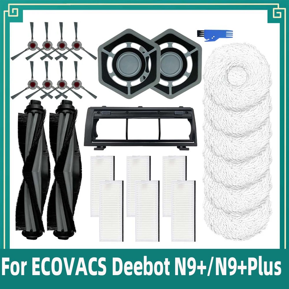 Robô Aspirador Acessórios Kit de Peças de Reposição Tampa Lateral Principal Escova Filtro Hepa Mop Panos Pad para Ecovacs Deebot n9 Plus e n9 Plus