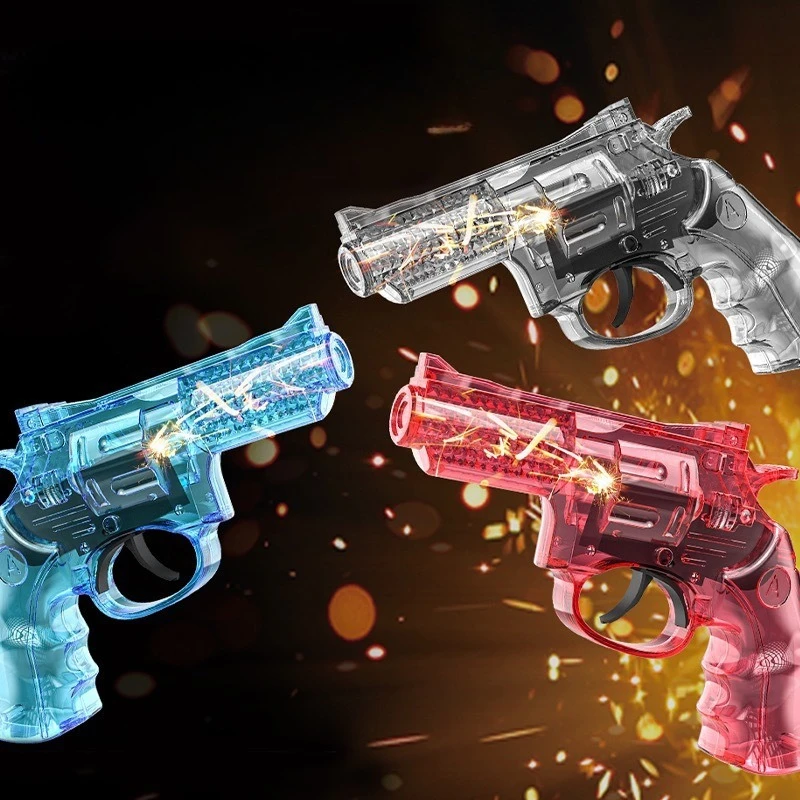 Lichtgevende pistoolvuursteen, transparante revolver, speelgoedpistool, nieuwigheid, buitenspeelgoed, cadeau_voghion.com