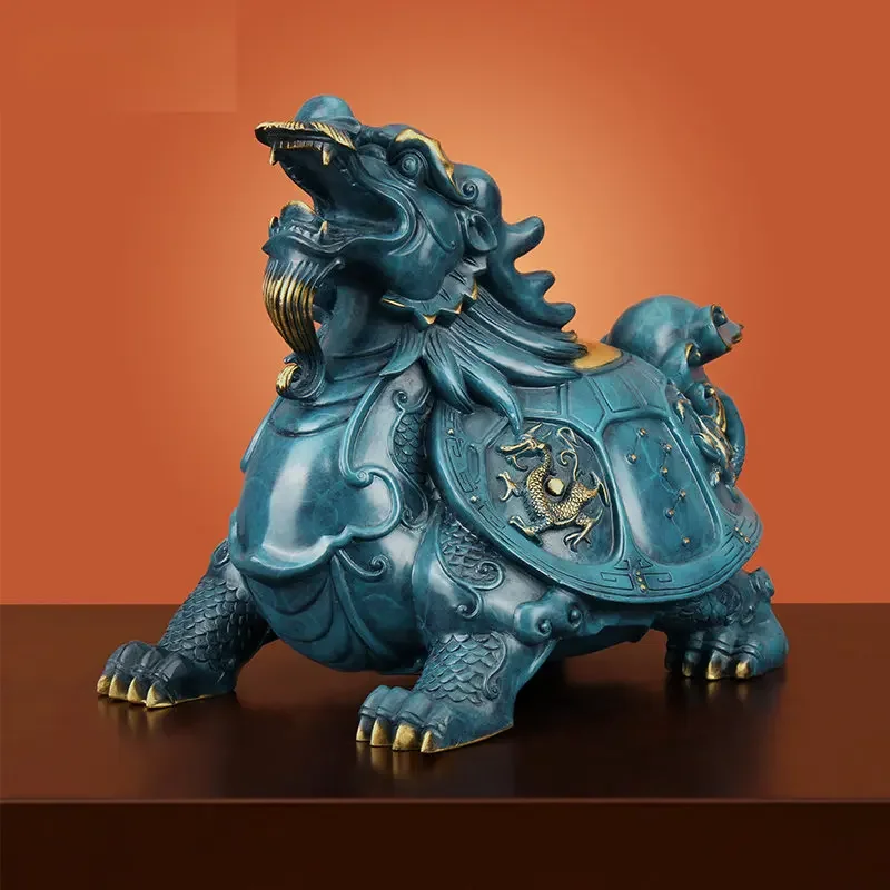 

RG Blessing Copper Dragon Turtle Decoration Copper Gossip Money Dragon-Head Tortoise Living Room Home Fortune Decorative Gifts