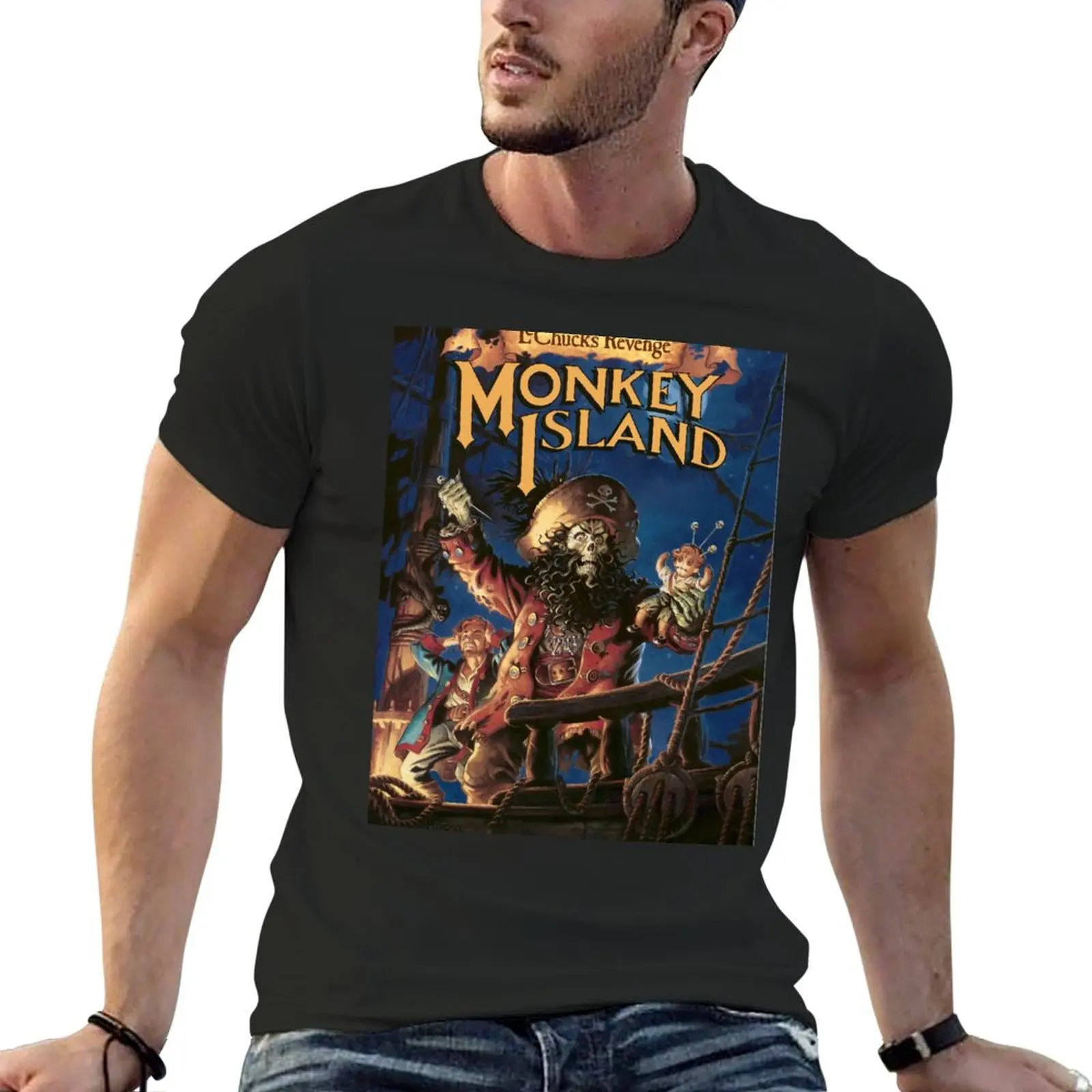 

Футболка с изображением обезьянного острова 2: Месть ЛеЧака, футболка с изображением животных для мальчиков, великолепная футболка из хлопка для мужчин