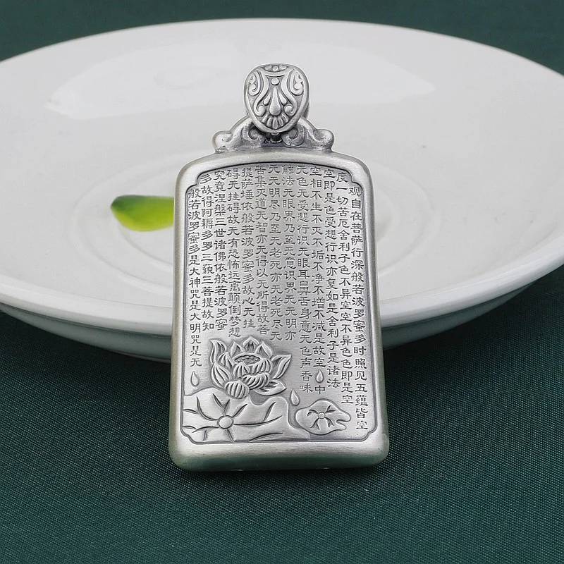 nova moda jóias pura prata budismo pingente lótus flor coração sutra personalidade popular masculino feminino amuleto