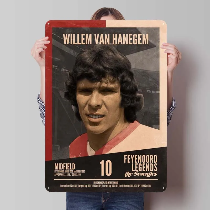 Спортивный металлический постер Feyenoord «Легенды S», украшение игровой комнаты, винтажный металлический знак, жестяной знак для украшения стен в стиле ретро