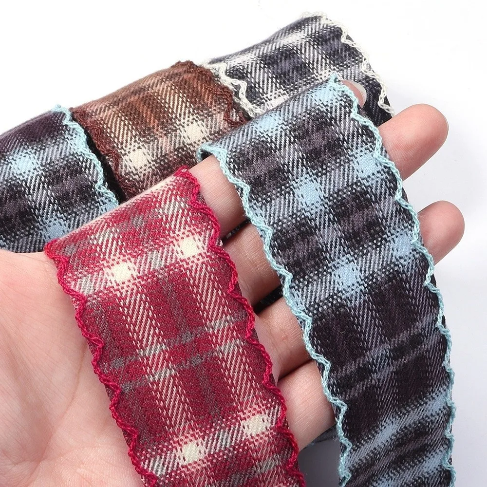 Nastri a quadri fai da te con bordo ondulato, stile britannico, per fiocchi e confezioni regalo, stile preppy - immagine 3