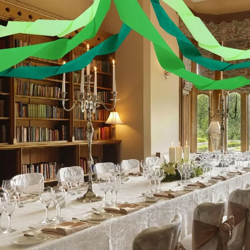 6Pcs Green Crepe Streamers Spring Party Backdrop Decorations for Green Theme Birthday Irish Lucky Day Hanging Party Decorations