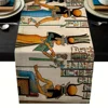 Ancient Egyptian Mural Ethinic Linen Table Runner Holiday Decorations Reusable Farmhouse Kitchen Dining Table Runner Party Decor 1