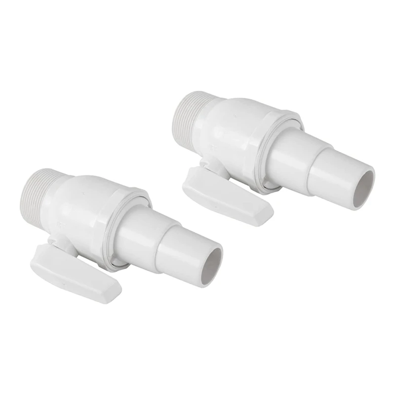 

2 Pack Way Ball Valve White 1.5Inch MIP X 1.52Inch For Hayward Econoline PN. SP0729 Swimming Pool Two-Way Ball Valve