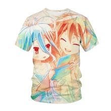 Camiseta con estampado 3D de Anime No Game No Life para hombre y mujer, ropa de calle a la moda, camiseta de manga corta con cuello redondo, camisetas de Hip Hop para chica bonita