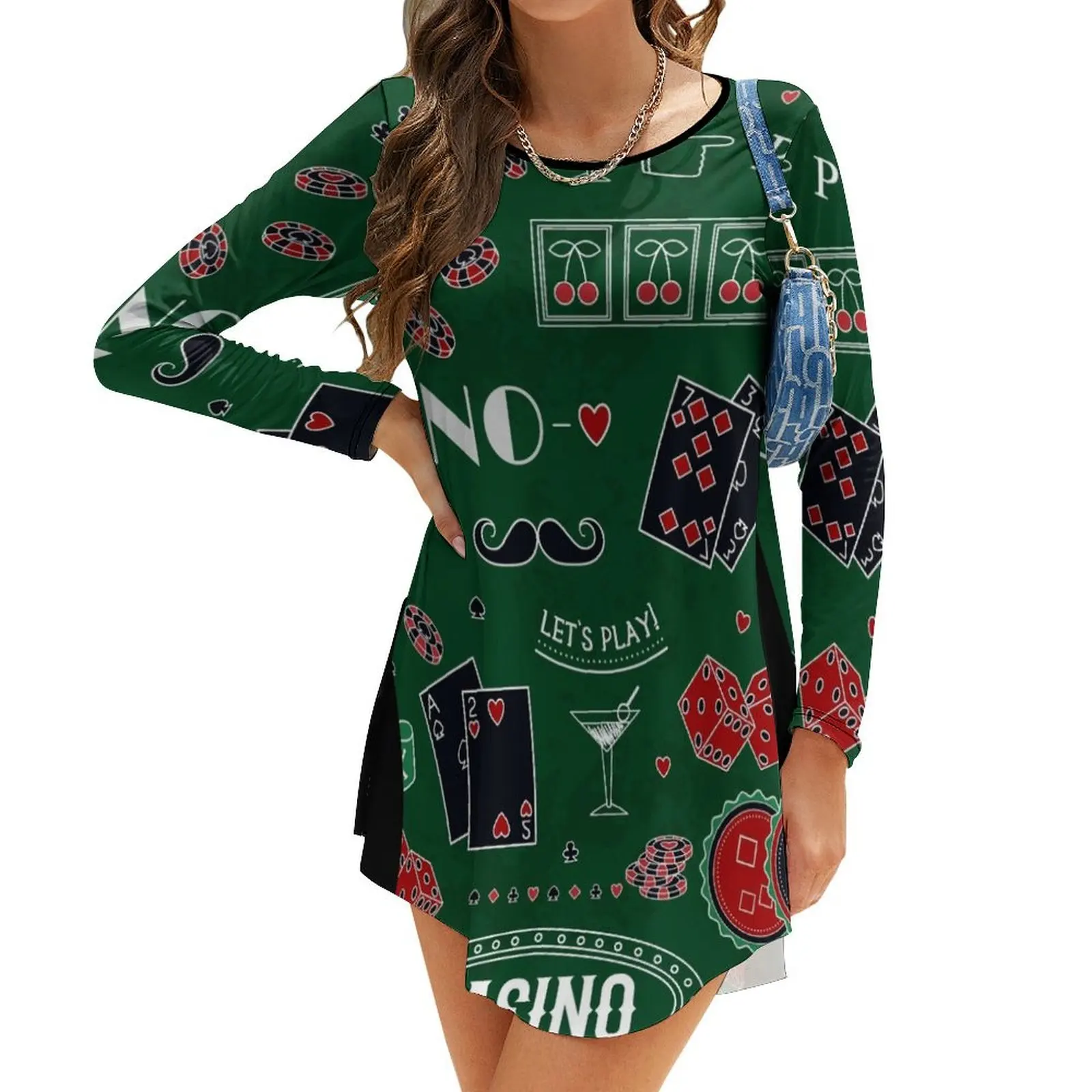 

Casino theme. Gambling symbols. Long-Sleeve Dress Womens dresses Women's dresses party dresses woman for women 2024