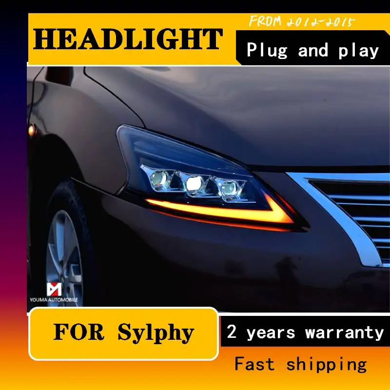 

Car Styling For Nissan Sylphy Headlights 2012-2015 Sentra LED Headlight DRL Hid Option Head Lamp Angel Eye Beam Accessories