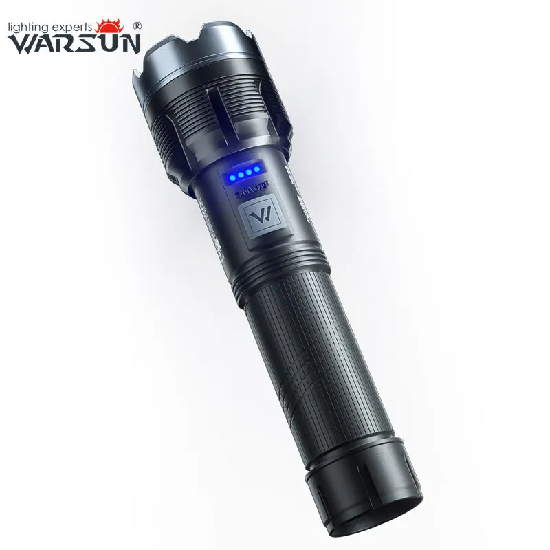 Warsun Powed LED Rechargeable Flashlight Multifunctional Outdoor Torch Portable Zoomable Waterproof Camping Hiking Lantern Light