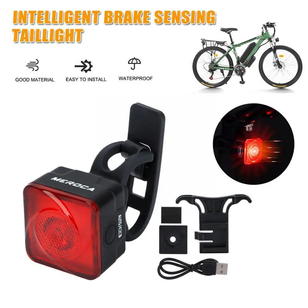 Rear Bicycle Light Smart Auto Brake Sensing Bike Tail Modes USB 6