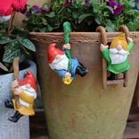 3Pc Flower Pot Dwarf Hanging Ornaments, Mini Dwarf Resin Statue, Garden Dwarf Micro Landscape Decorative Statue, Outdoor Miniature Statue Accessories, 3