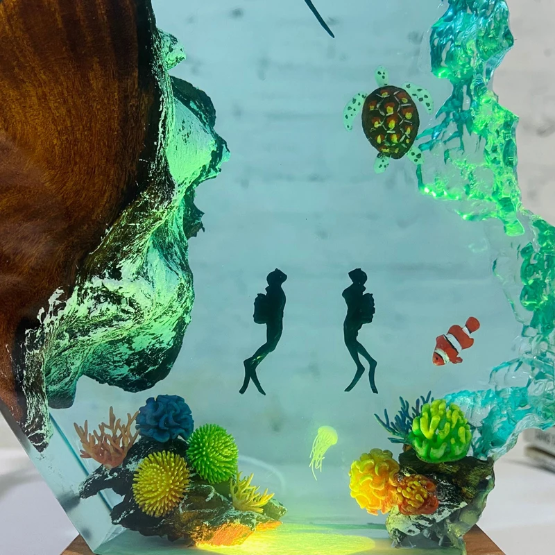 Seabed World Organism Resin Table Light Creactive Art Decoration Lamp Underwater Diving Theme Night Light  USB Charge images - 6