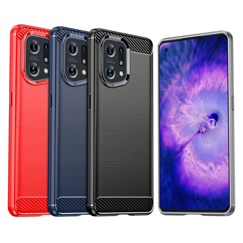For Oppo Find X5 Case For Oppo Find X5 Cover Coque Carbon Fiber Soft Silicone Shockproof Phone Bumper For Oppo Find X5