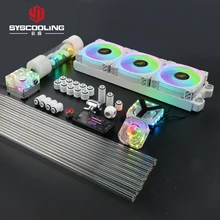 Syscooling-kit de refrigeración por agua para PC, radiador de cobre de 360mm con luces RGB, tubo PETG, color blanco, para CPU intel y AMD