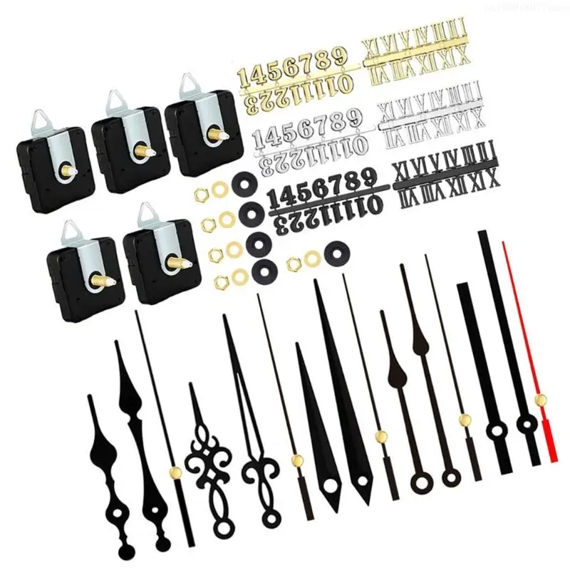 Quiet Quartzs Clock Motor Replacement Parts for Home and Office 5Pcs Clock Movement with Hands and Clock Numerals Kits R7UB 3