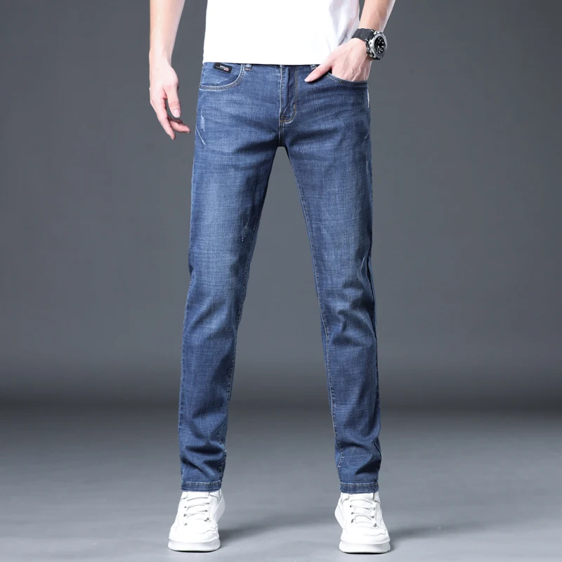 New Summer Thin Versatile Fashion Elastic Men's Denim Pants Straight Leg Casual Jeans skinny jeans streetwear men