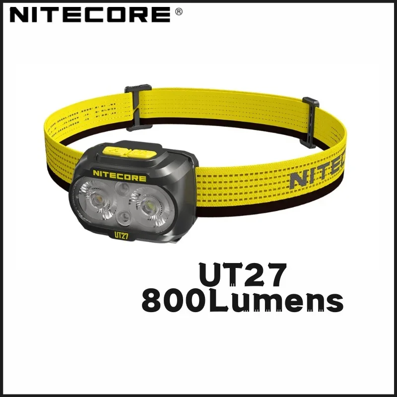 NITECORE UT27 800 lumens Spotlight Floodlight Dual Power Headlight+Removable Rechargeable Battery Troch Headlamp