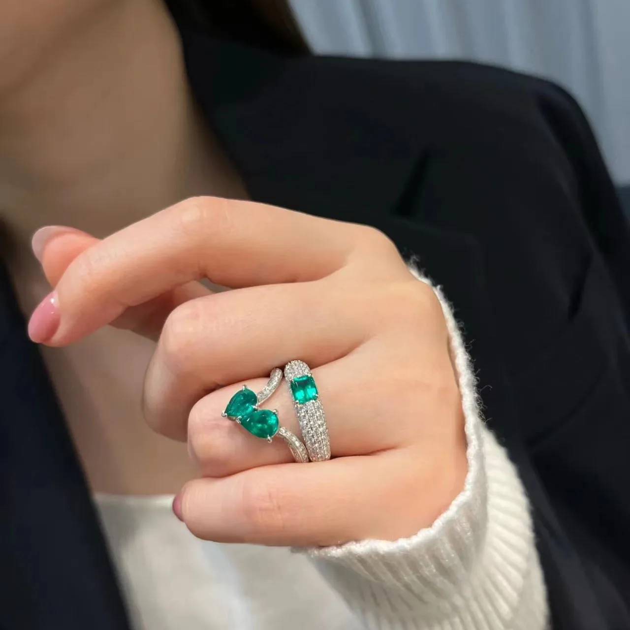 

S925 Sterling Silver Pure Emerald Ring for Women Fine Anillos De Silver 925 Jewelry Wedding Bands Natural Emerald Gemstone Ring