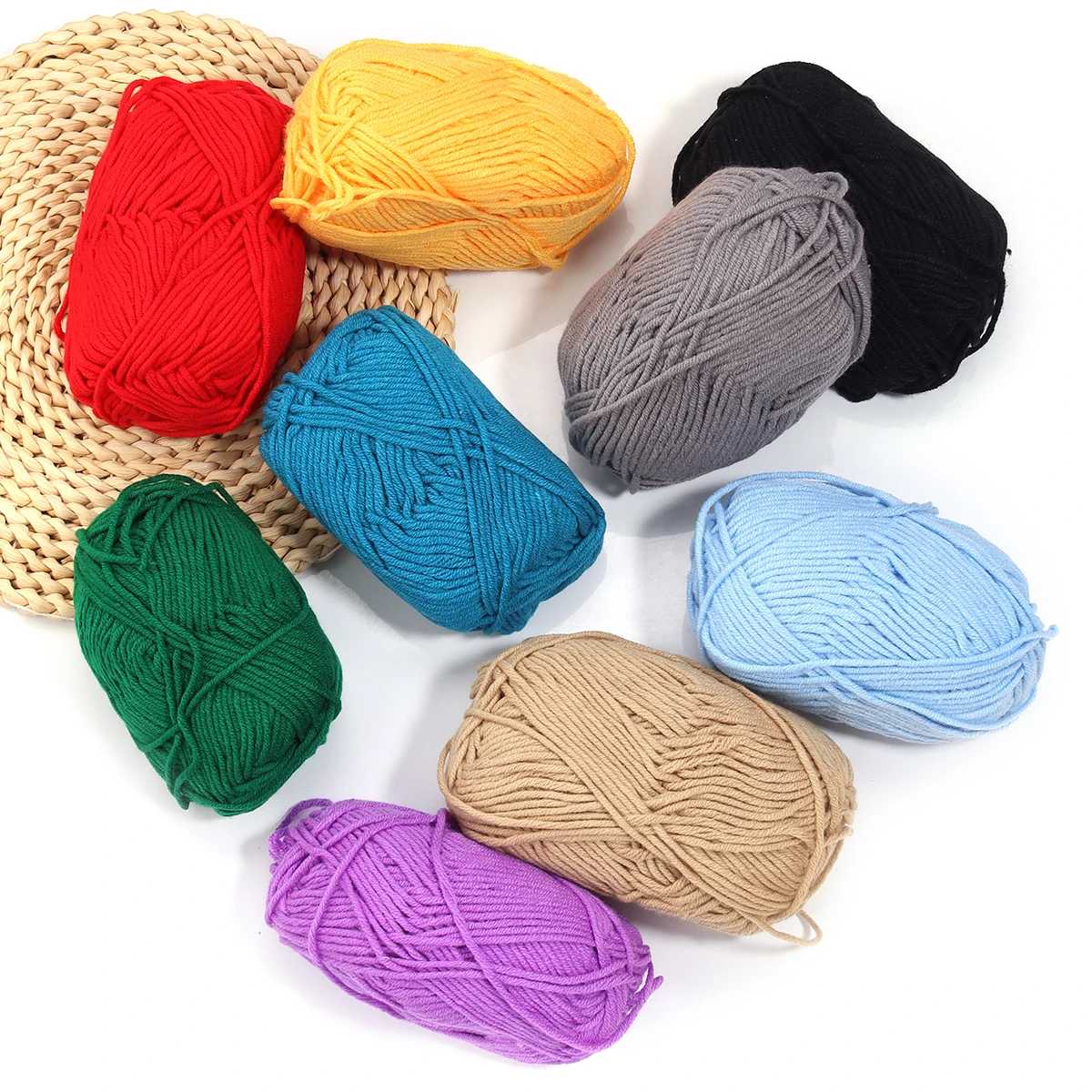 2.5mm Colorful Soft Milk Cotton Yarn For Hand Knitting Crochet Woven Handbag Sweater Thick Wool Threads DIY Crafts Shoes Scarves 5
