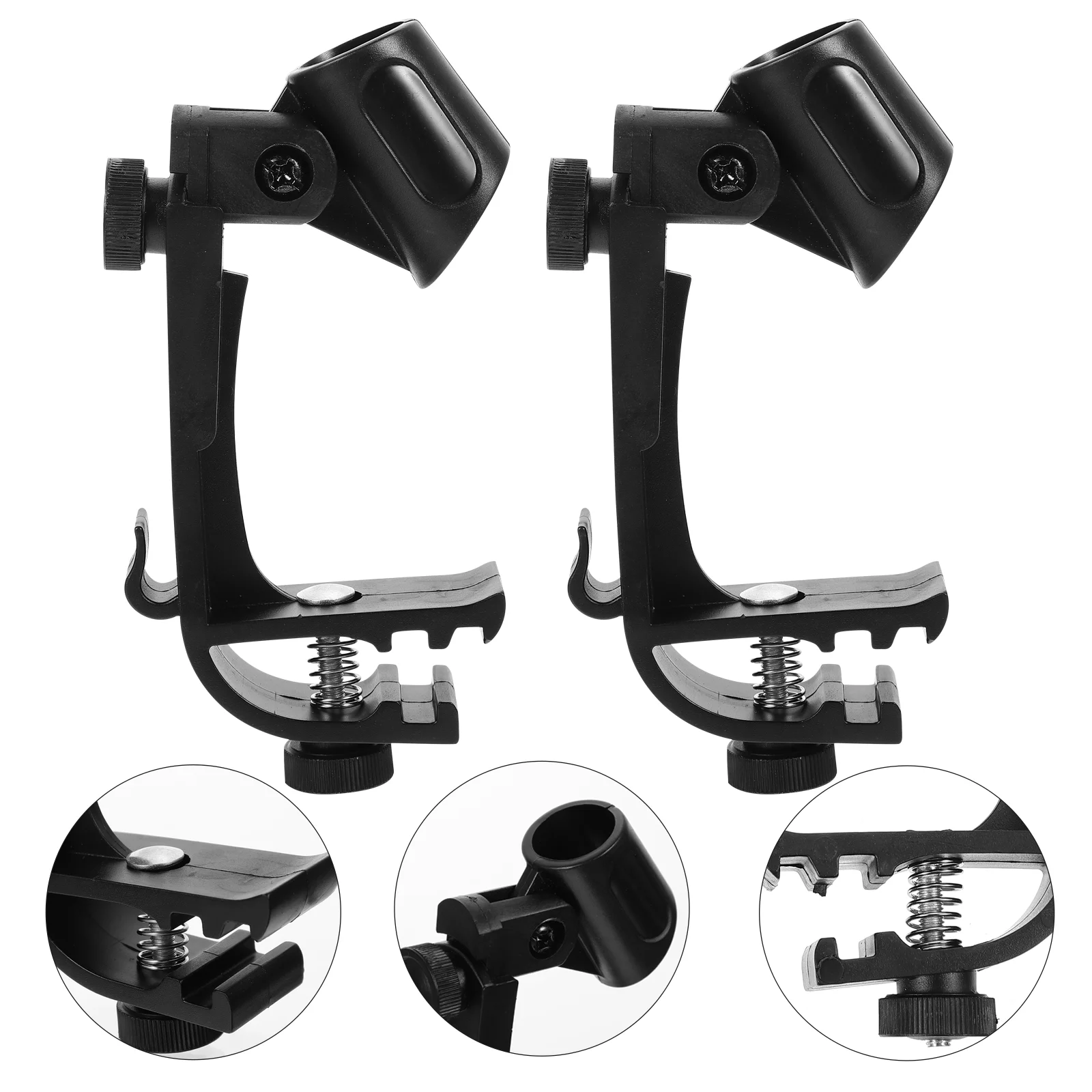 

2 Pcs Microphone Clip Stand Drum Rim Anti-shock Clip-on Holder Clamp Adjustable for