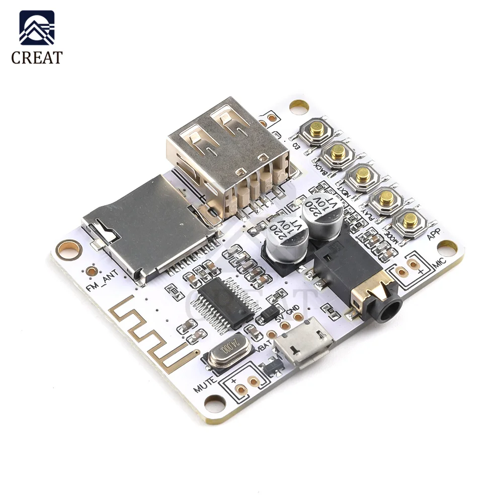 Беспроводная стерео музыкальная плата Bluetooth аудиоресивера 5 в а с USB слотом для