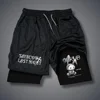 Men's Double-deck Shorts Gothic Letter Print Shorts Summer Quick Drying Sports Fitness 2 In1 Short Pants Joggers Beach Sportwear 5