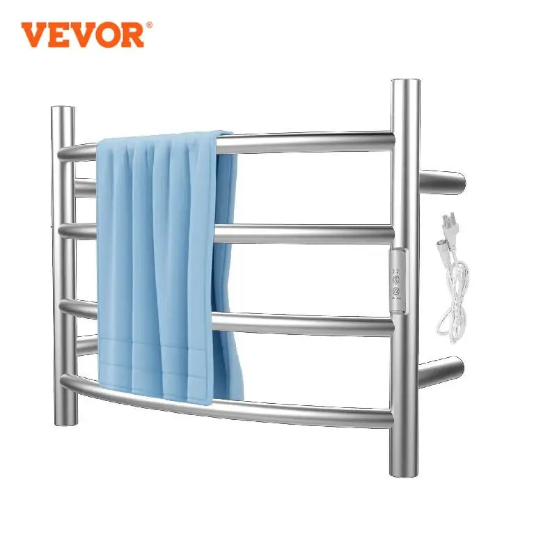 

VEVOR Heated Towel Rack Towel Heater Warmer 4/8/10/12Bar Polishing Brushed / Mirror Polished / Powder Coated Steel Curved