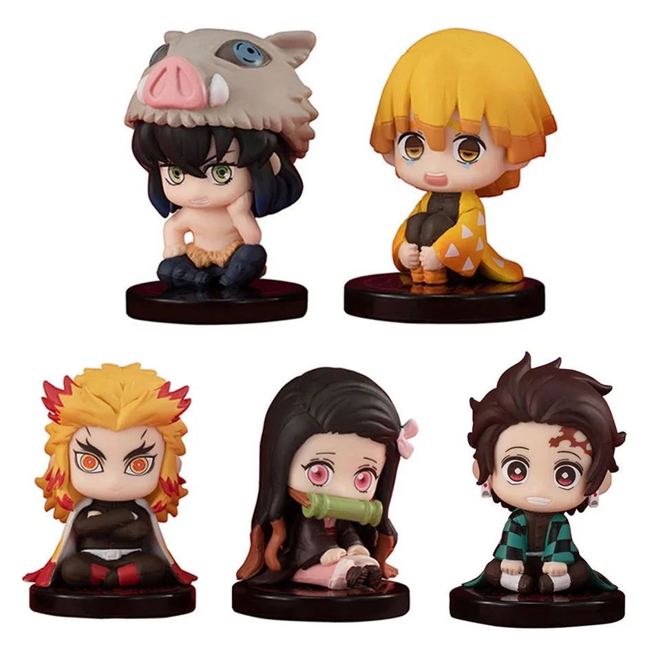 Q Version Demon Slayer Ghost Doll Tanjiro Nidouzi Inosuke Zenizu Figure 10pcs Set