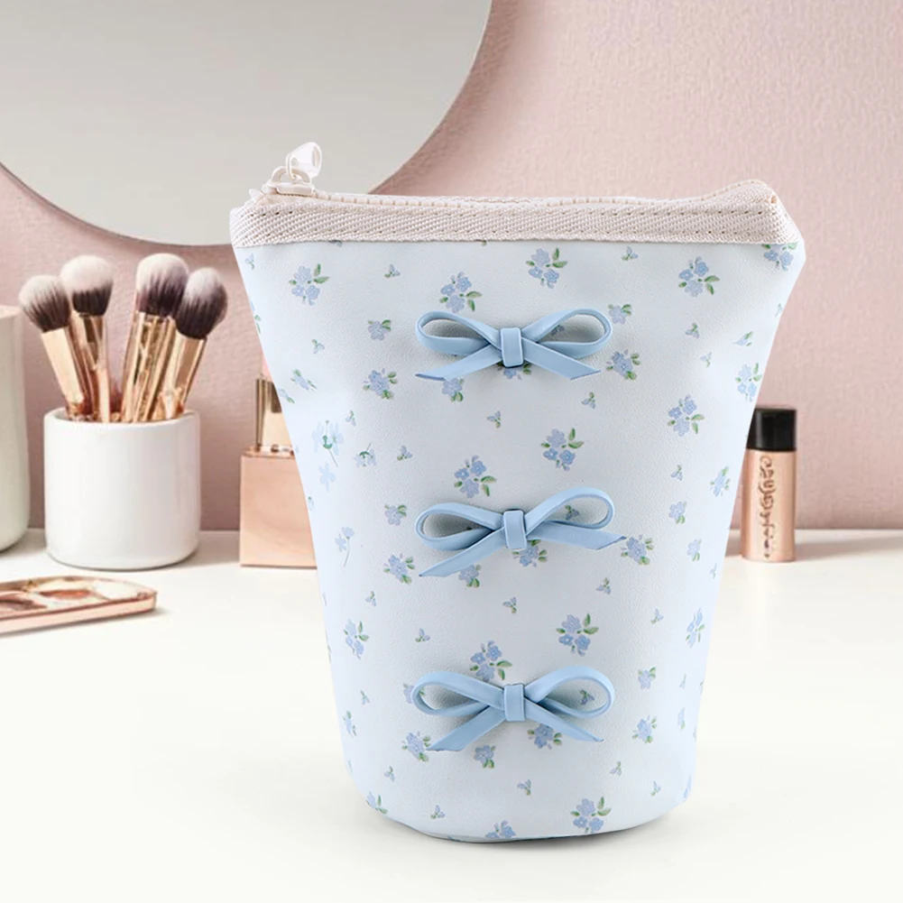 Women Leather Makeup Bag Floral Cosmetic Bag Large Capacity Waterproof Makeup Pouch Makeup Organizer Bag Makeup Storage Bag 4