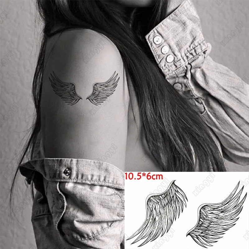 Mehndi Wing Feather Angel Lace Henna Temporary Tattoos for Women Body Arm Tato Stickers Fake Girls Tatoo Kids Men 10.5*6 Cm tattoo sticker temporary tattoos