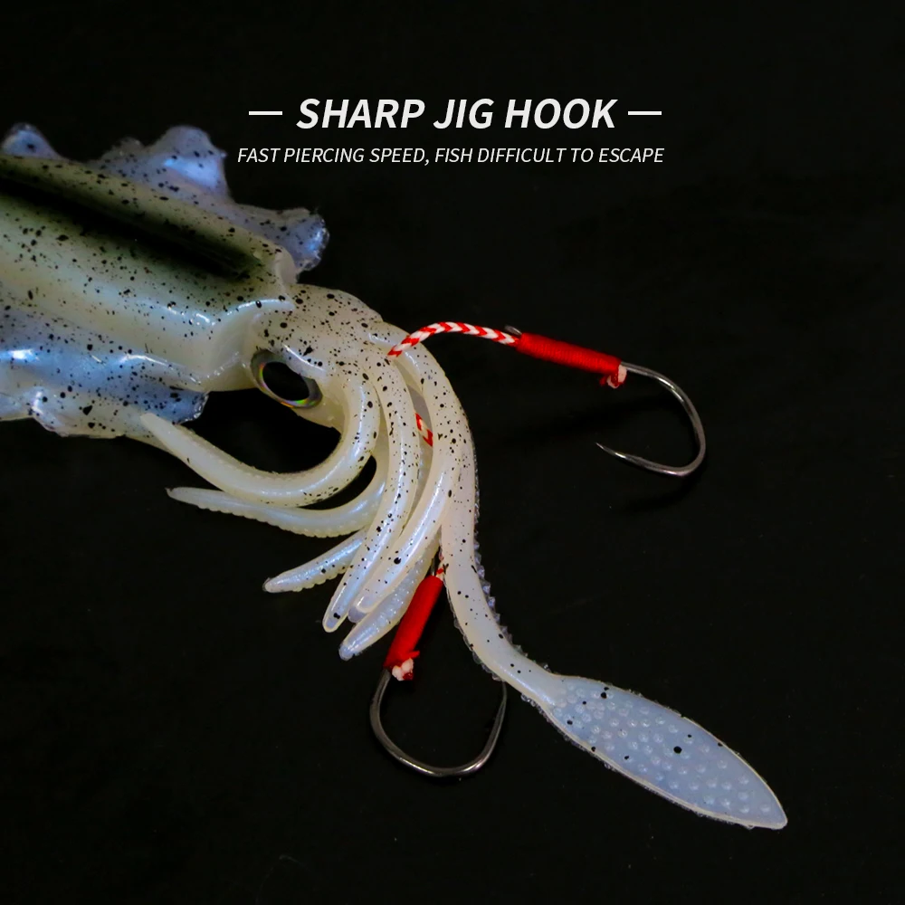 ORJD Trolling Lure Soft Squid Lure 7g 15g 20g 60g Luminous UV Squid Jig For Sea Fishing Boat Fishing Wobbler Bait For Snapper
