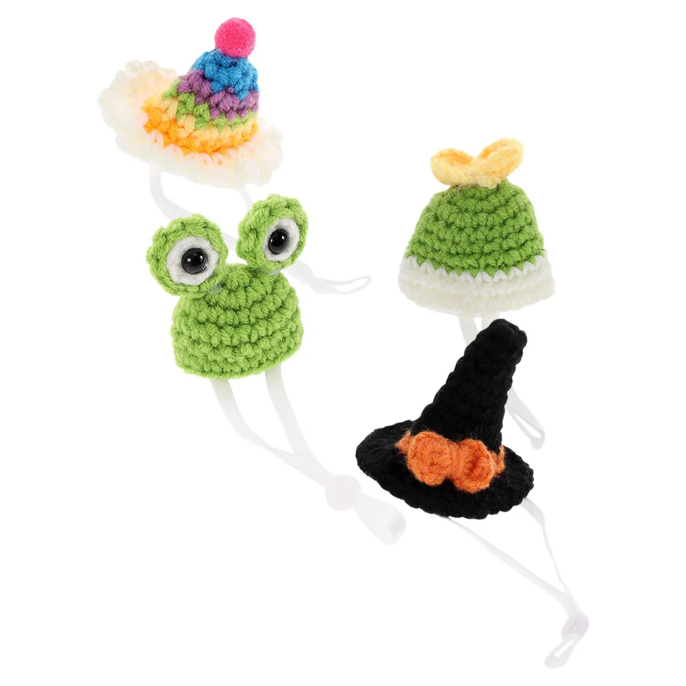 

Mini Hamster Hat Hand Knitted Small Animals Hat Adjustable Strap Frog Witch Mini Hat Tiny Cute Pet Hat Photo Props Small Pets