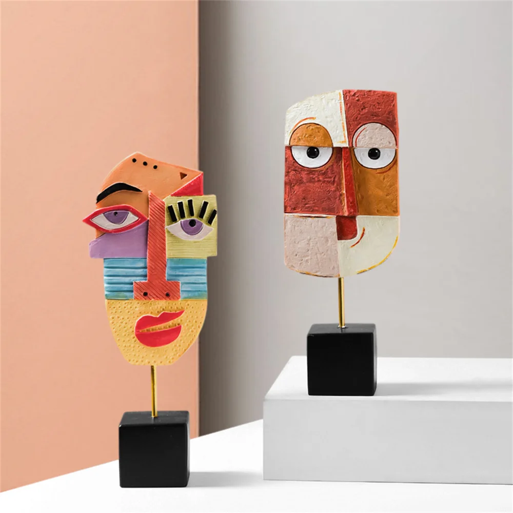 

Creative Face Art Statue Sculpture Resin Crafts Figurine Abstract for Living Room Ornament Home Office Desktop Decoration Gift