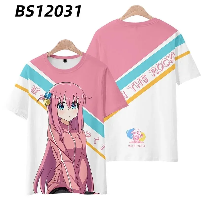 BOCCHI THE ROCK! 3D printing around neck kimono t-shirt,short sleeve,popular japanese anime streetwear,summer fashion