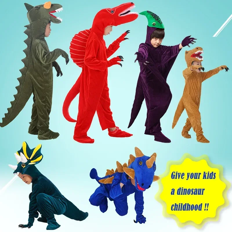 

Kids Dinosaur Triceratops Tyrannosaurus Stegosaurus Costume Cosplay Park Animal Clothes Role Play Children Halloween Party Gifts