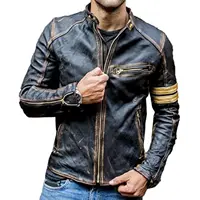 Veste en cuir de mode rétro Streetwear Blazer vestes décontractée hommes vêtements d'extérieur en cuir Moto veste tendance marque nouveaux vêtements pour hommes 2