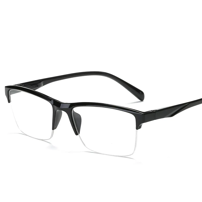 Half Frame Reading Glasses Presbyopic Eyewear Male Female Far Sight Glasses Ultra Light Black Red with Strength +75 To +400_voghion.com