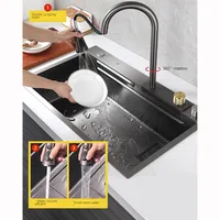 Nordic Metal Kitchen Sinks for Bar Counter Smart Digital Display with Cup Washer Sinks Light Luxury Design Sink for Dining Room 2
