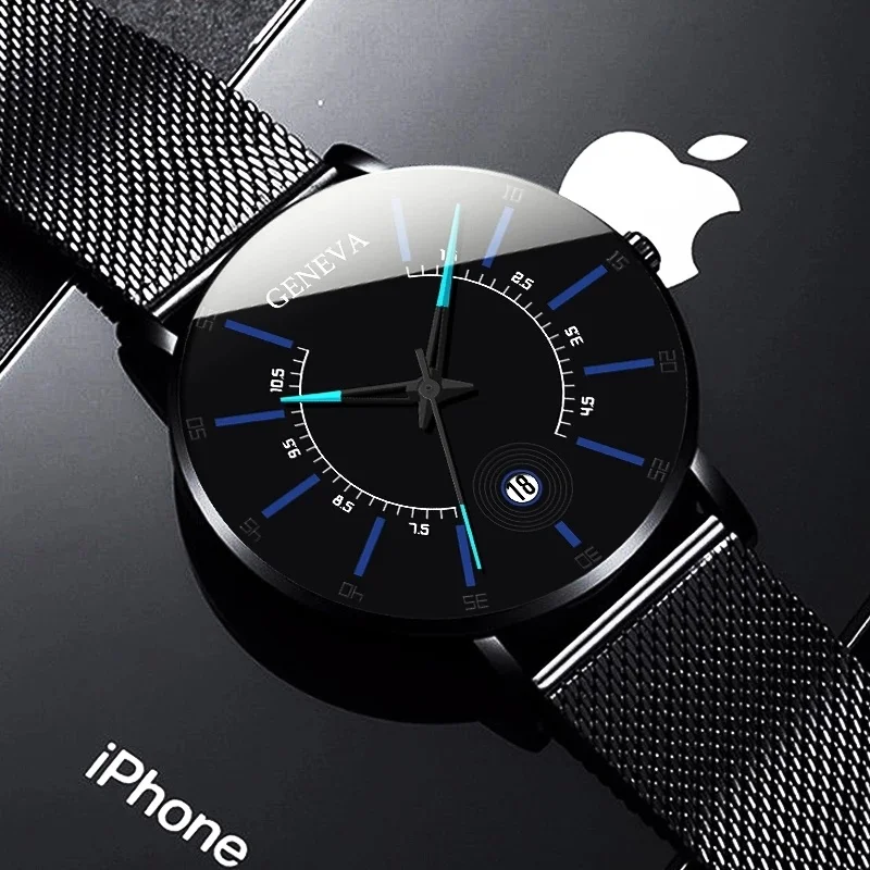 

Men's Fashion Watches Luxury Ultra-thin Stainless Steel Mesh Belt Quartz Watch Men Business Clock Montre Homme