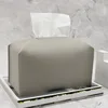 Tissue Box Cover Refined Leather Foldable Tissue Box Holder - Decorative Holder/Organizer for Bathroom Vanity Countertop 2