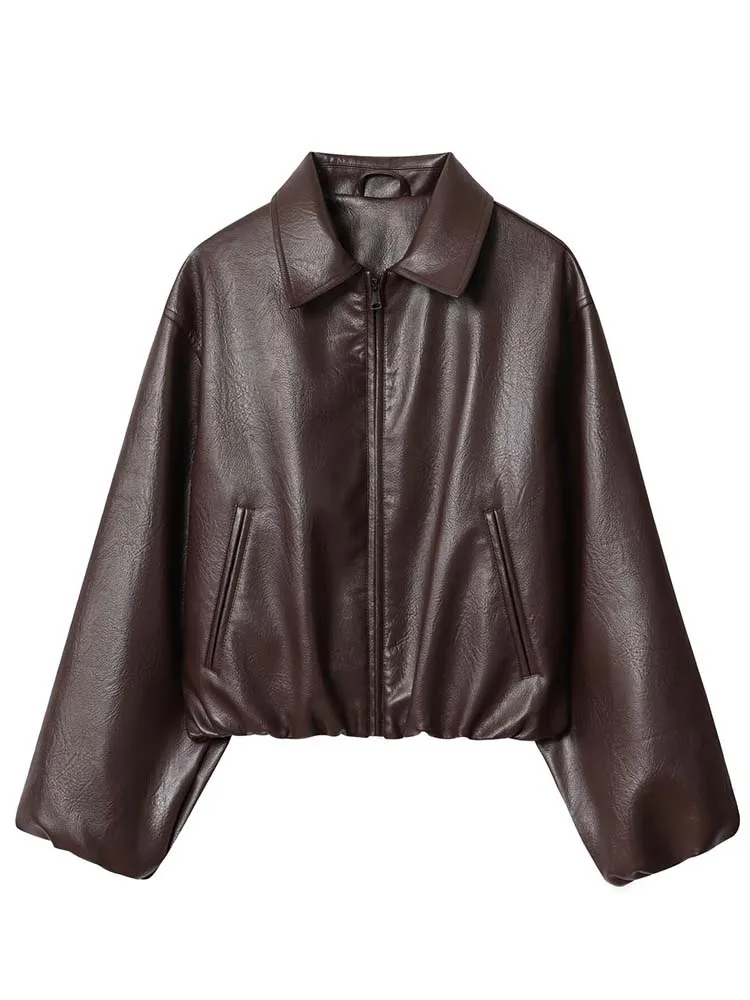 Women Leather Jacket 2025 New Spring Fashion Long Sleeve Zipper Coat  Female High Street OuterwearLong Sleeve New Jackets ﻿