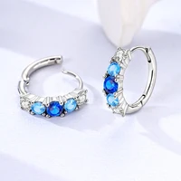 al 925 Sterling Silver Blue Zirconium Butterfly Earrings Colored Hoop Earrings Women Female Party Fine Earring Jewelry 5