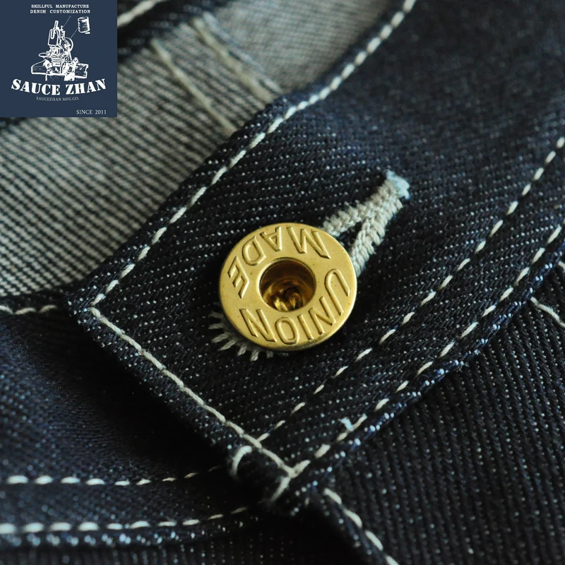 SauceZhan 266XX Shorts Jeans Man Raw Denim Jeans Knee Length Selvedge Denim Jeans Mens Jeans Indigo Straight Casual
