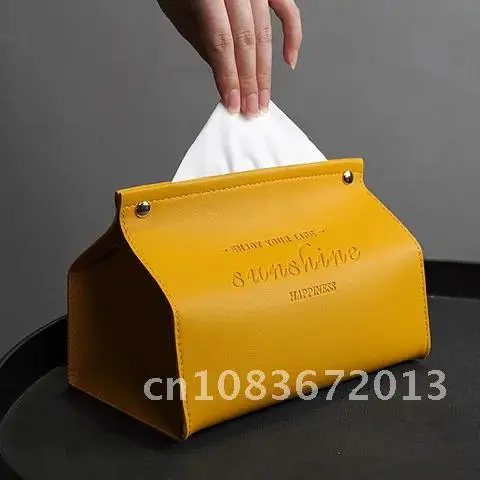 

Basic Leather Retro Tissue Box Holder Case Bag Car Napkin Papers Pouch Container Pumping Box Table Decor