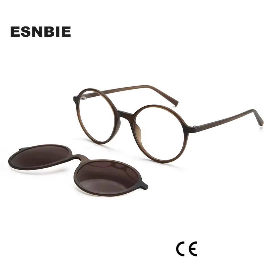 Retro Runde Magnetische Clip Auf Sonnenbrille TR90 Oval Gläser Rahmen Für Männer Frauen Polarisierte Für Brillen Monturas