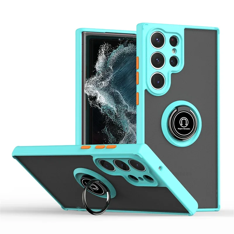 Matte Clear Magnetic Ring Stand Phone Case Cover