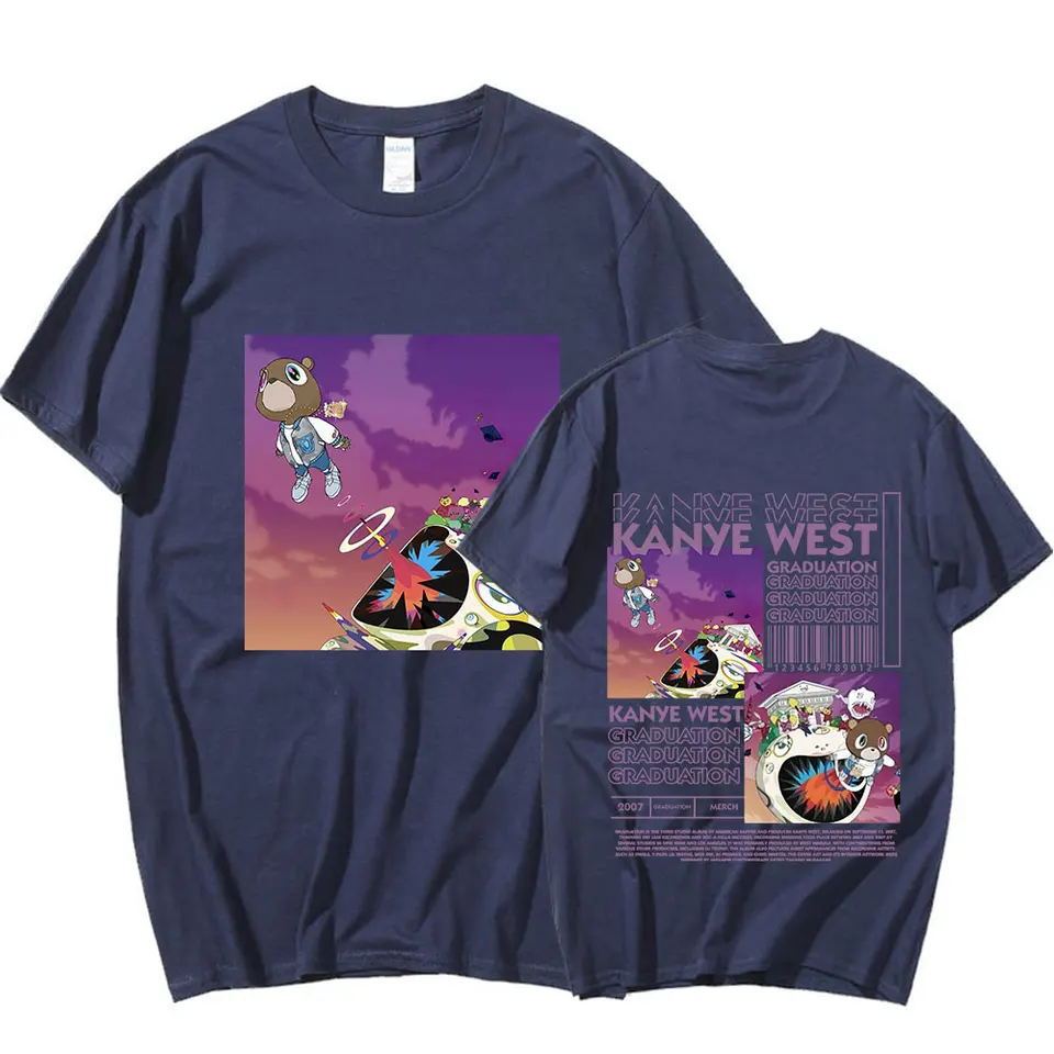 Rapper Kanye West Graduation T Shirt Men Hip Hop Vintage Short