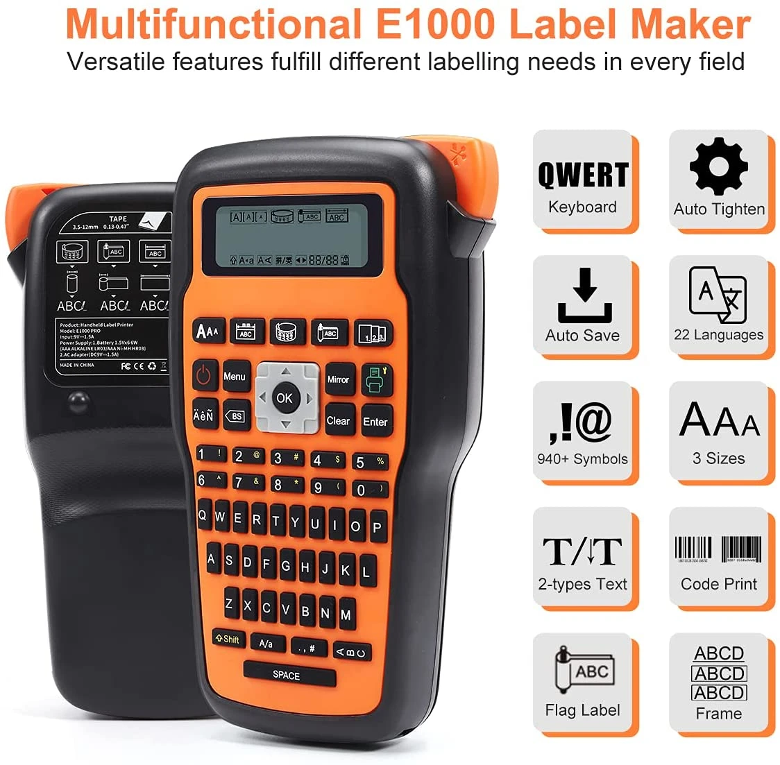 E1000 Portable Labels Printer Printing Machine Wireless Label Maker Industrial Thermal Transfer
